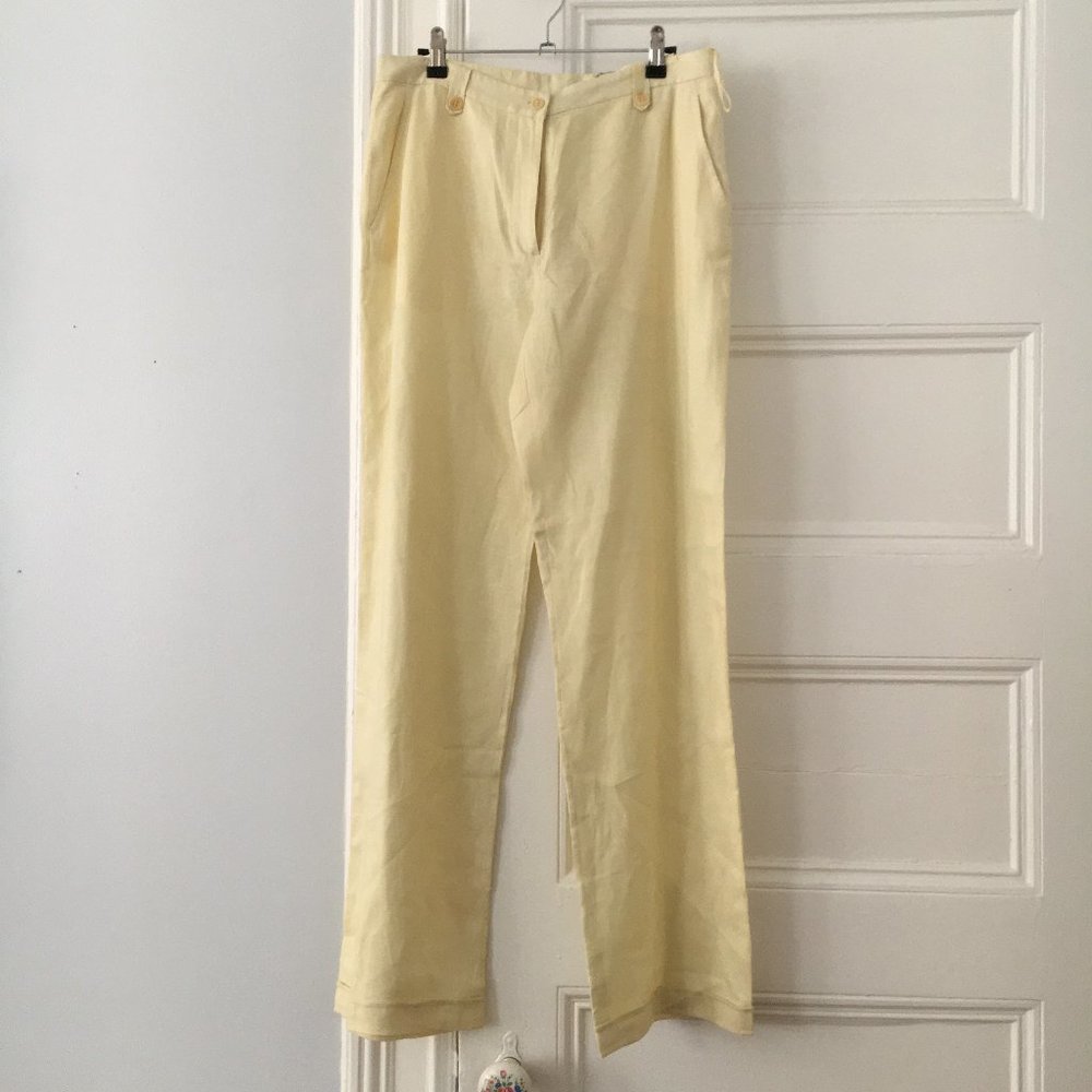 Vintage 1990s MAG Light Yellow Linen Pants Size 8 NWT